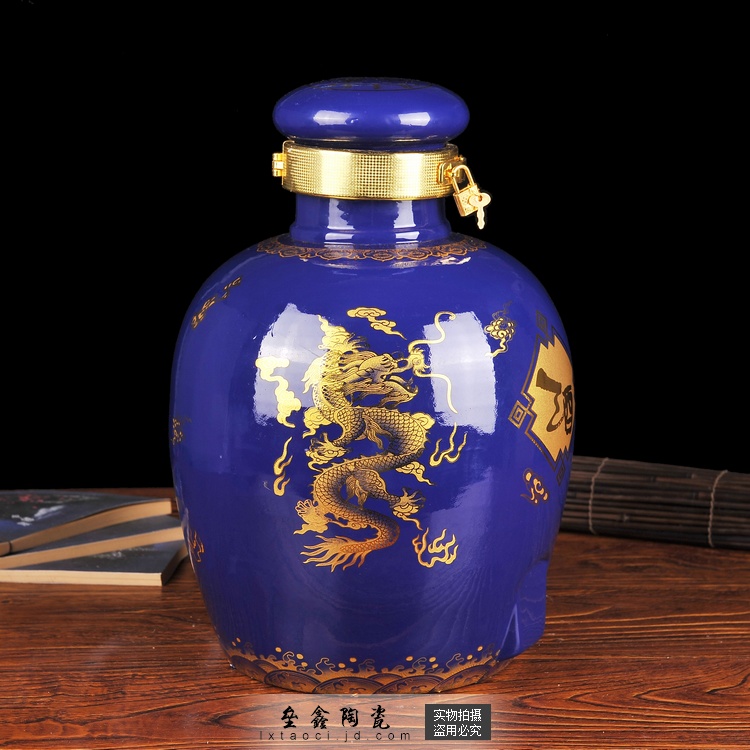 
                                        垒鑫 景德镇陶瓷酒坛密封酒缸10斤20斤30斤50斤龙凤酒瓶泡酒坛子酒壶葡萄酒药酒坛子 红色龙凤带龙头 20斤                