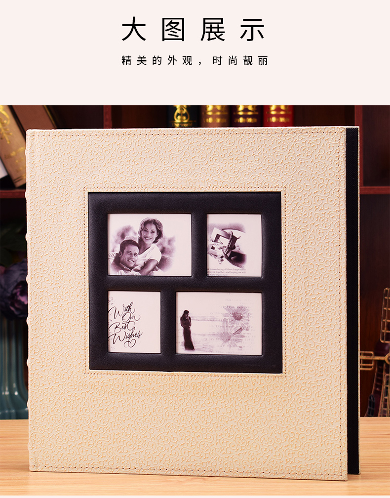 电狐(dianhu)皮质相册6寸过塑400张大容量4r相册本插页式相册影集家庭