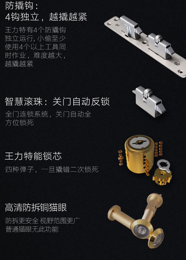 王力 指纹锁防盗门家用智能安全门电子密码锁大门房门l901 950*2050左