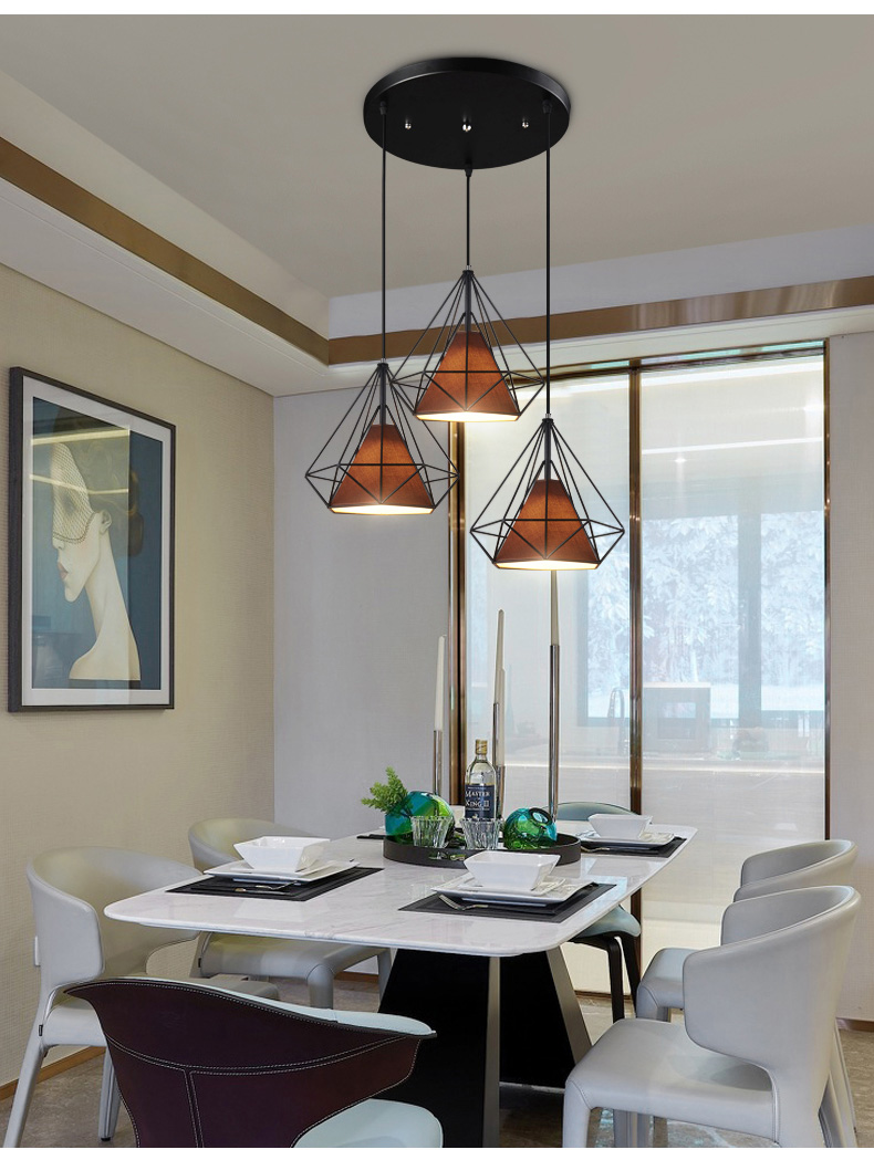 艺标 北欧现代简约家居过道餐厅吊灯创意个性三头loft灯具艺术钻石