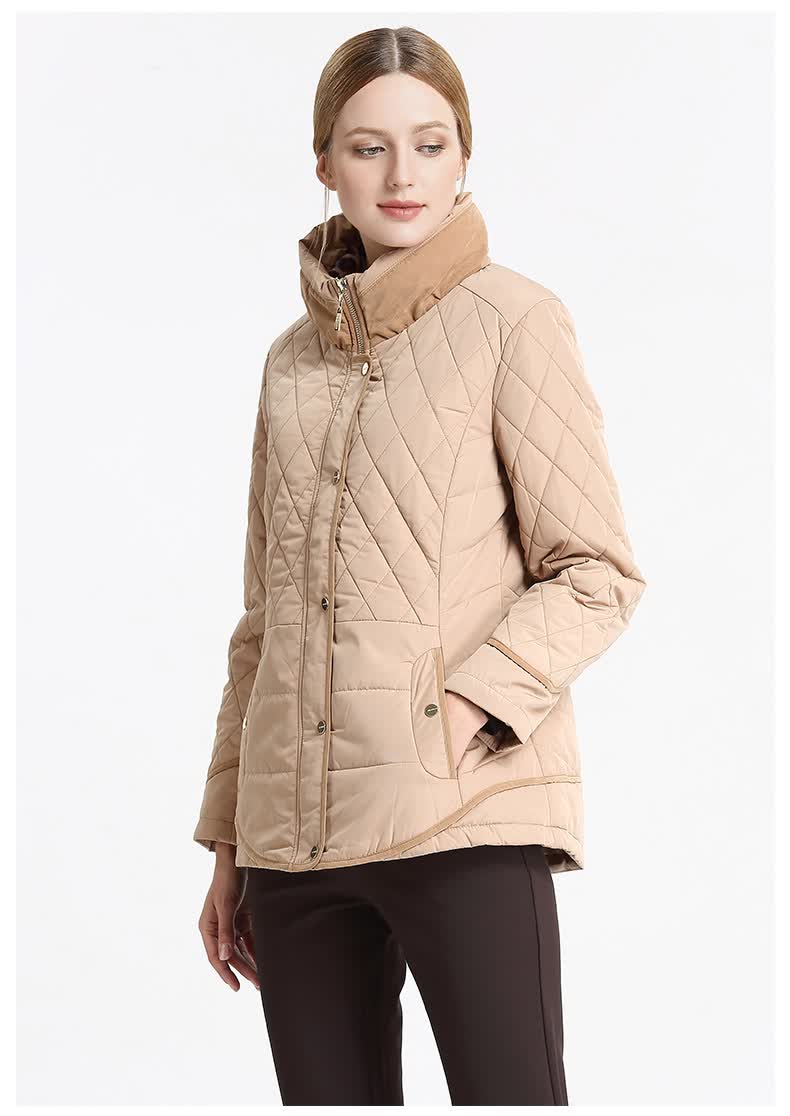米兰登秋冬新款中老年妈妈装棉服时尚修身格子棉衣女气质百搭潮1g