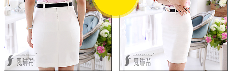 
                                        梵琳希 2017夏装新款短袖衬衫套装职业装女刺绣衬衣套裙酒店工作服衬衫女 蓝色衬衫 XXXL                