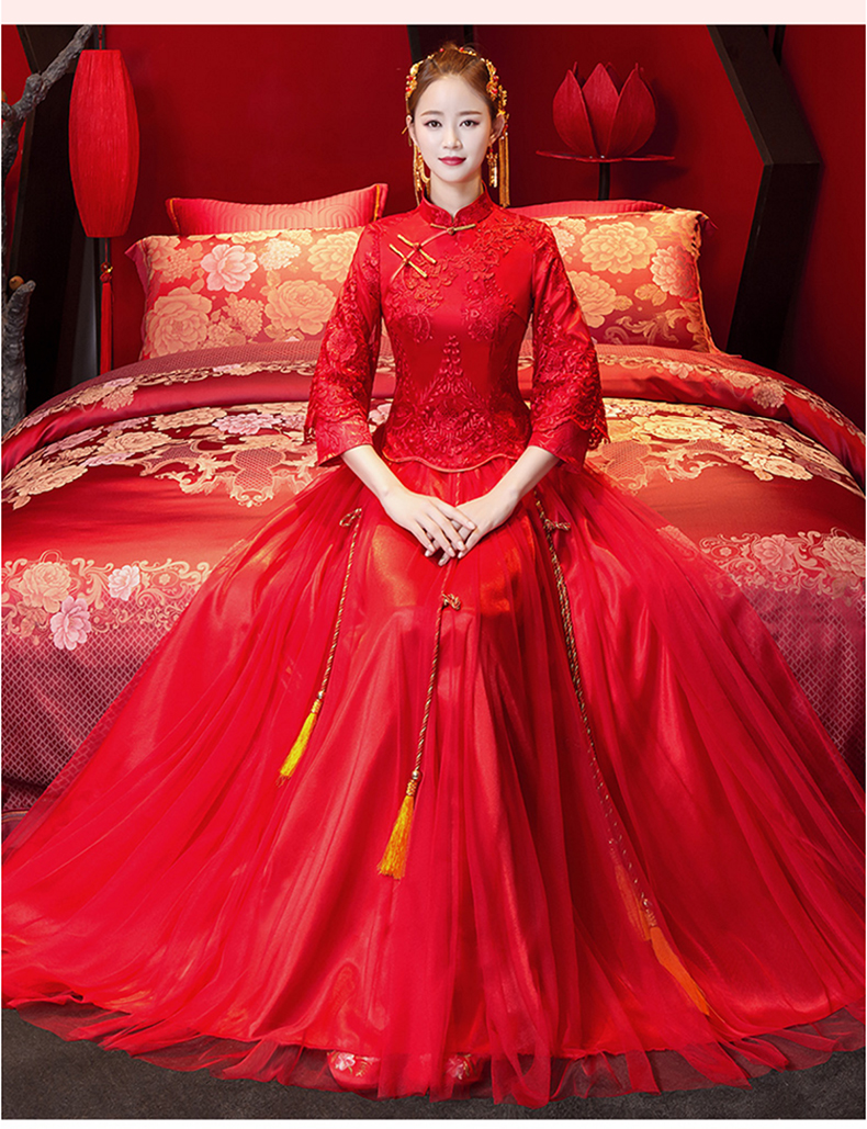 泰勒马丁 秀禾服新娘装2021新款中式新娘服结婚礼服古装旗袍敬酒服