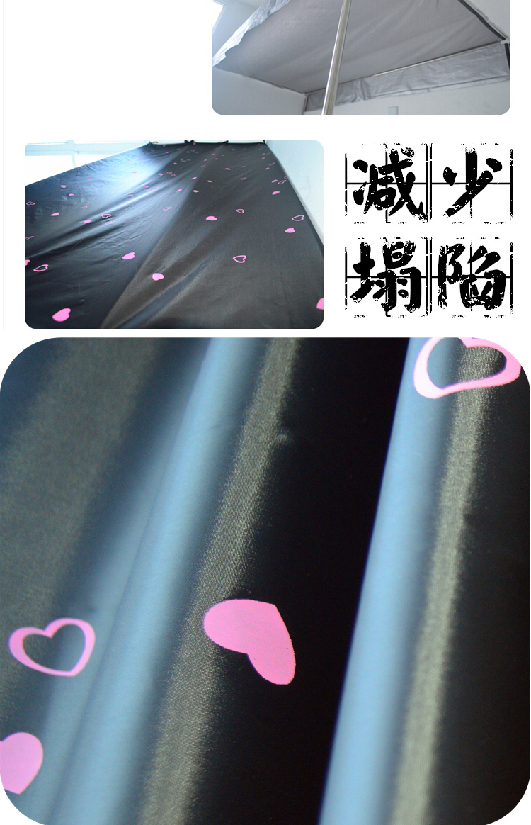 
                                        缘昕然 单人床学生蚊帐寝室窗帘 遮光帘布 防尘顶 高遮光70%~90% 黑色圆点 0.9米宿舍床 4片含顶+支架                