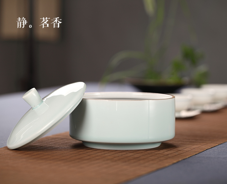 
                                        饮致 陶瓷茶叶罐景德镇仿古色釉储茶罐大号茶仓平盖存茶罐 孔雀绿                