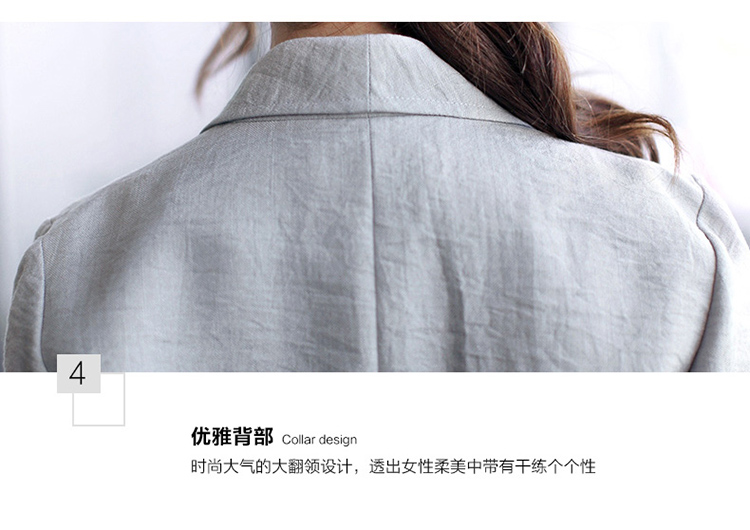 
                                        流川花泽 风衣 女 中长款 秋款女装 2016春秋款上新 七分袖中长款气质 外套 女 浅灰色 M                