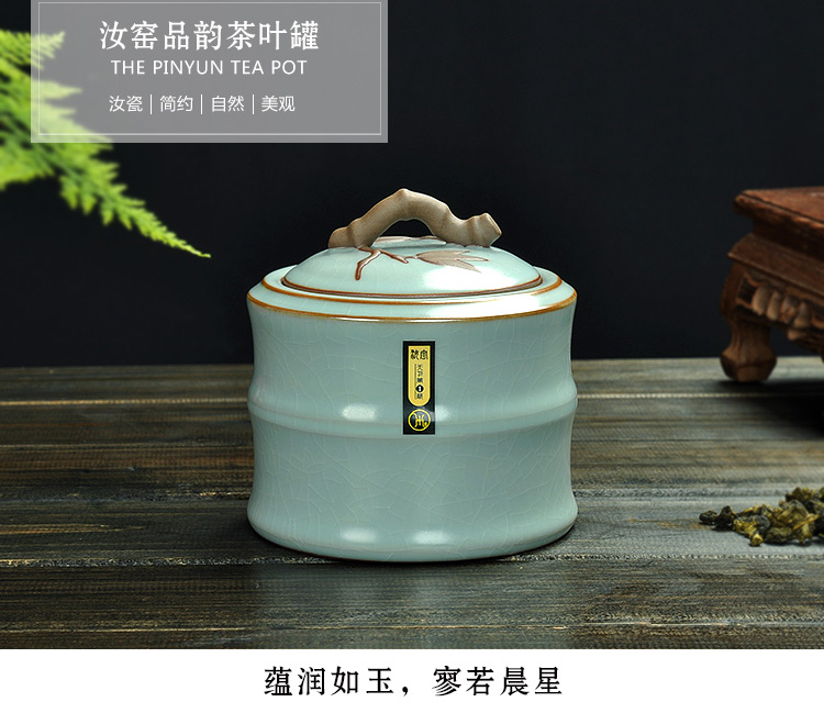 
                                                                                唐丰（TANGFENG） 茶叶罐实用茶具仿汝窑茶叶罐精美开片茶叶罐普洱密封茶罐茶具配件 仿宋汝窑品韵茶叶罐                