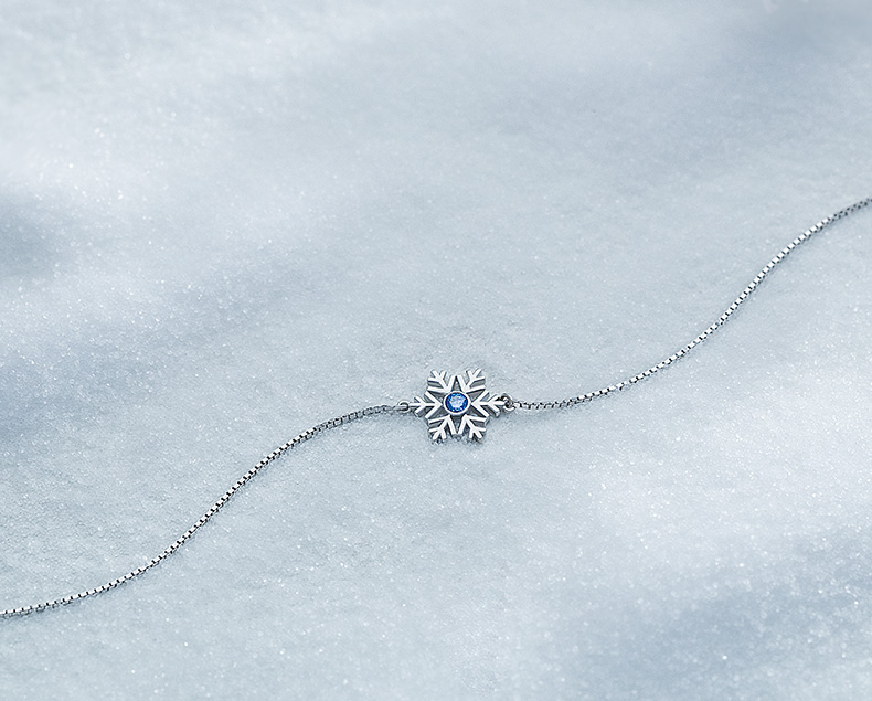 女s925银手链女清新简约合成立方氧化锆雪花银手链 蓝锆款升级 pbr