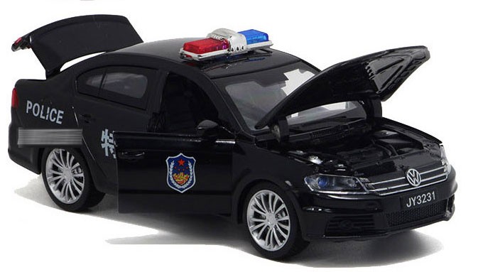 1:32大众朗逸 特警警车模型玩具合金回力车 黑色【图片 价格 品牌