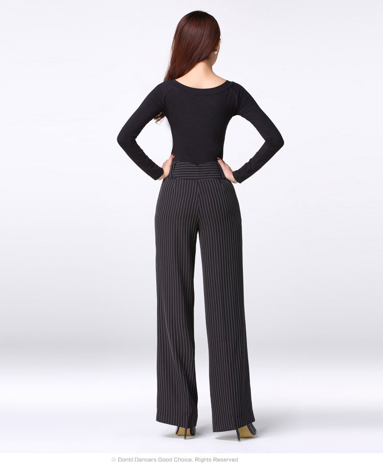 丹宝罗 条纹拉丁舞服装裤子女成人 练习服国标舞长裤女拉丁舞裤 女士