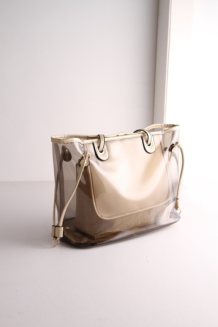 攸行云 沙滩包防水水晶果冻透明骷髅头单肩大包包女包子母包tzh166