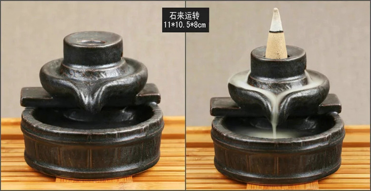 芳夕 烟倒流香炉 锥香沉檀塔香陶瓷香薰焚香炉 香道 高山流水送香 百莲好合 送香10粒