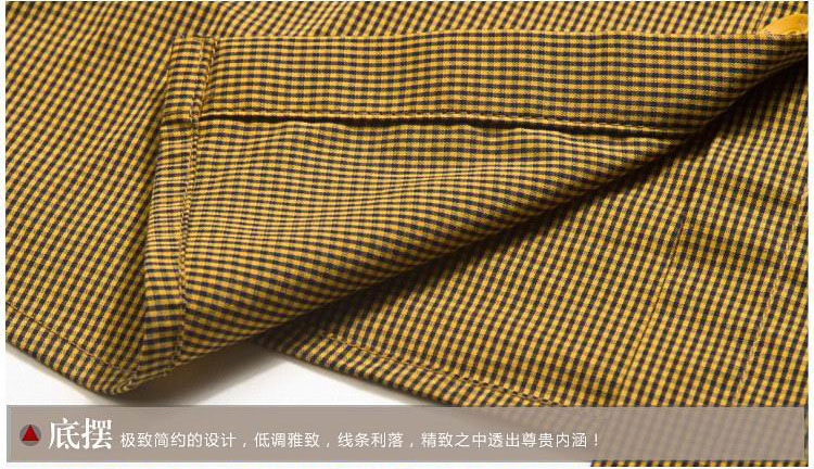 阿玛施款 2015女装新款格子衬衫女夏长袖上衣白领职业装衬衣 褐色格子衬衣 XXL(6码)