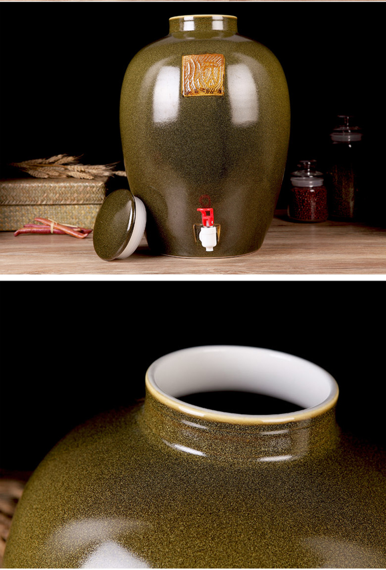 
                                        铮盛 景德镇茶叶末釉10 20 30 50斤装陶瓷带龙头酒坛子密封酒罐油缸 50斤                