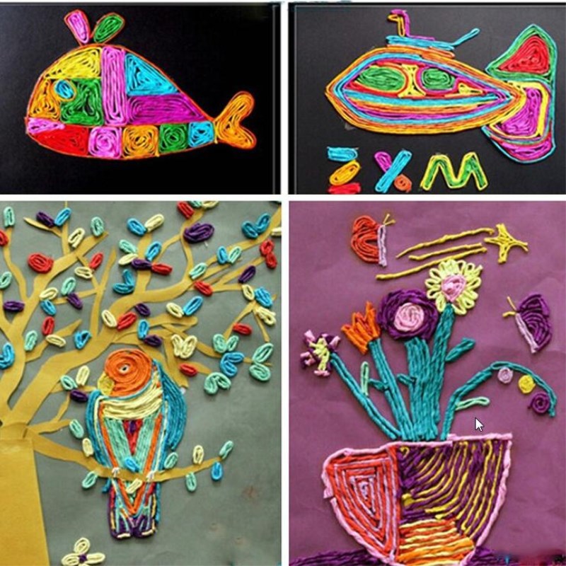 园纸藤绳子麻绳毛线团绳手工作业毛线团一包12捆12色颜色随机不重复