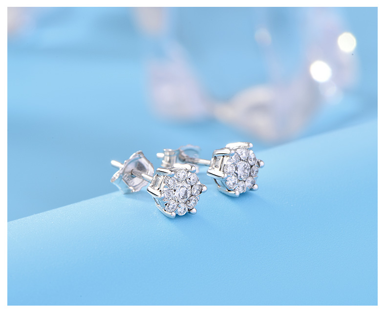 赛菲尔 钻石耳钉女款 白18k金显钻时尚耳饰 总分数约34分