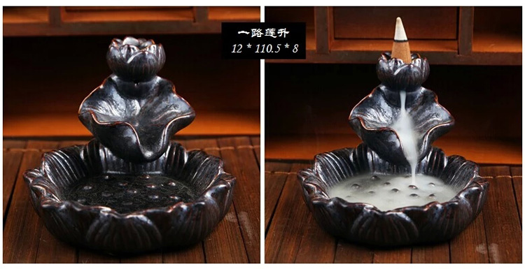 芳夕 烟倒流香炉 锥香沉檀塔香陶瓷香薰焚香炉 香道 高山流水送香 百莲好合 送香10粒