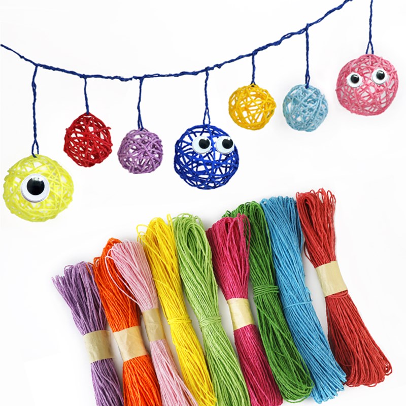 彩色细纸绳粘贴画儿童diy手工制作创意礼品材料幼儿园纸藤绳子麻绳