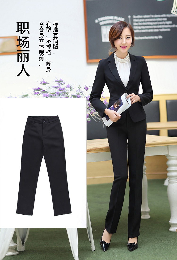 NITOTIC 时尚休闲百搭 休闲职业西裤 大码裤子 修身正装裤 女式西裤 通勤裤2011 黑色 L