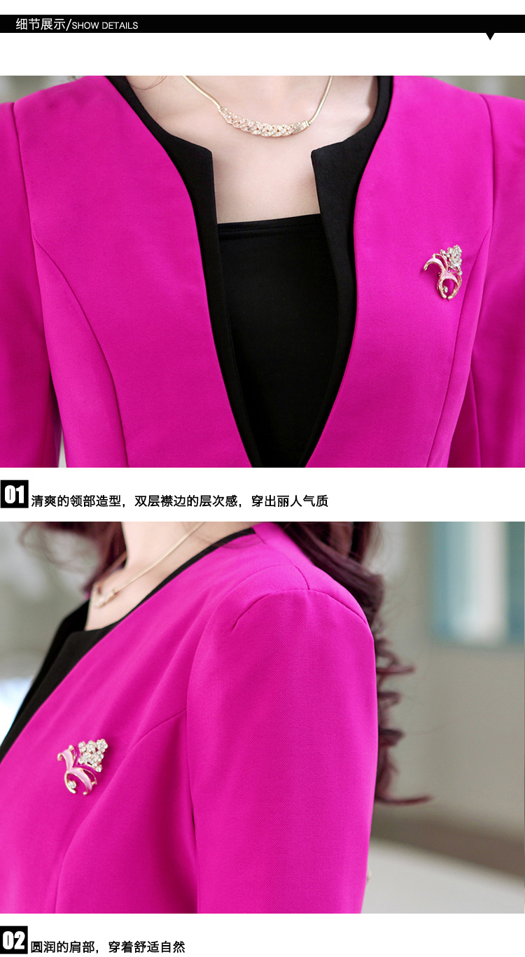 卡婉妮2016秋冬新职业女套装裙正装小西装套装修身酒店工作服面试装 黑色上衣+裙子+长裤 M