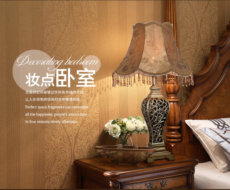 欧式台灯床头LED台灯卧室台灯客厅田园奢华美式台灯T82 T82(LED)715*155调光开关