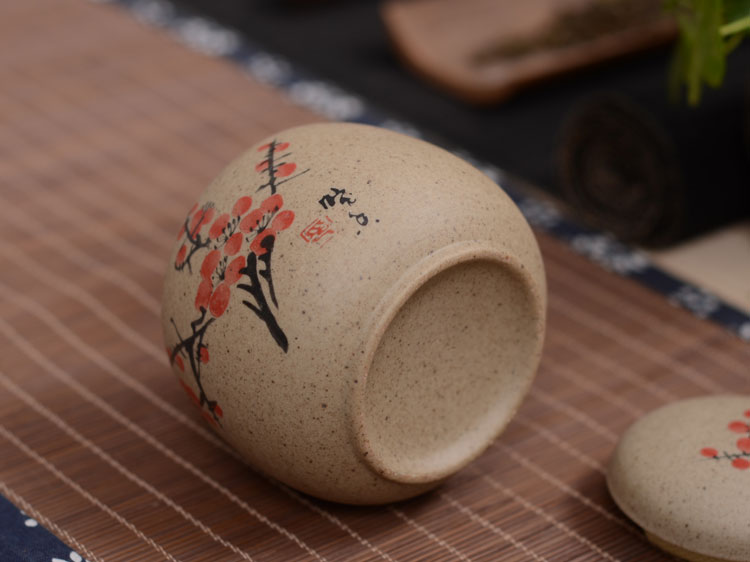 
                                        博度 粗陶茶叶罐子 陶瓷密封罐 茶罐陶罐 小号茶叶储藏罐梅兰竹菊 菊                