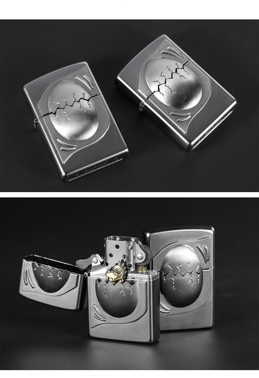 正品zippo芝宝煤油防风打火机 欧版原装 开盖惊喜恐龙蛋 珍藏版 zp