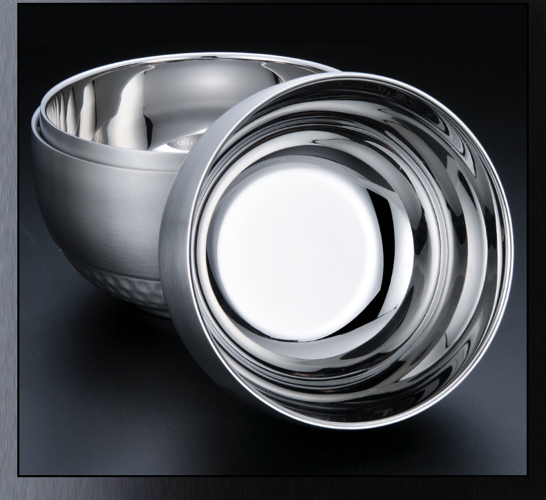 旗丰(qf) 304不锈钢碗大号家用儿童双层防烫汤碗隔热大铁碗饭碗 11cm