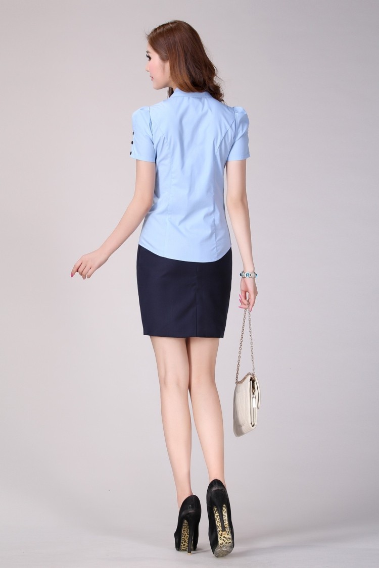 哎尚依橱 2016新款职业装OL通勤女装套裙女短袖工作服夏装正装女裙套装裙短袖职业套装女夏 粉色+灰色022 L