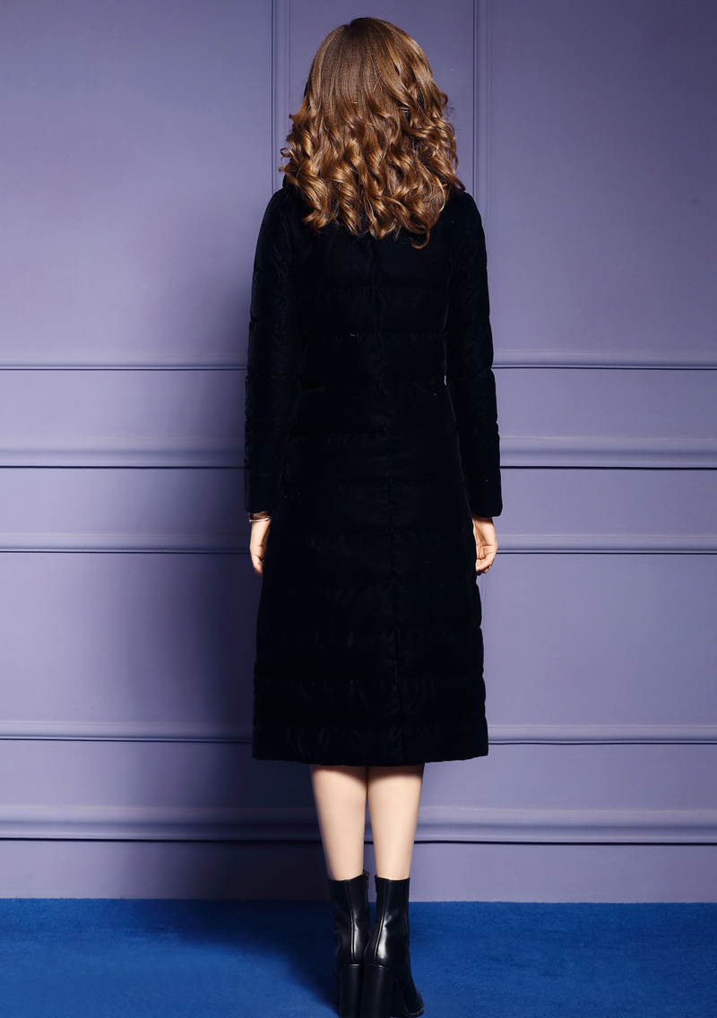 femly 法曼丽 2017冬季新款羽绒服女刺绣白鸭绒外套中长款气质通勤