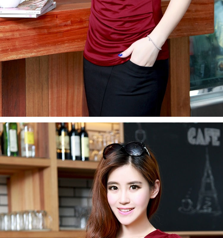 美丽信徒长袖t恤 女 宽松TX1503/TX1510 酒红色 L