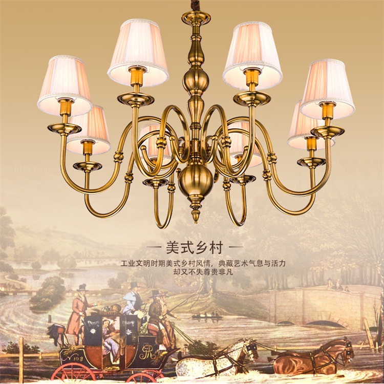 金古铜吊灯具 风格吊灯 美式乡村铁艺吊灯创意客厅工程吊灯饰2223(b) 8头870*640