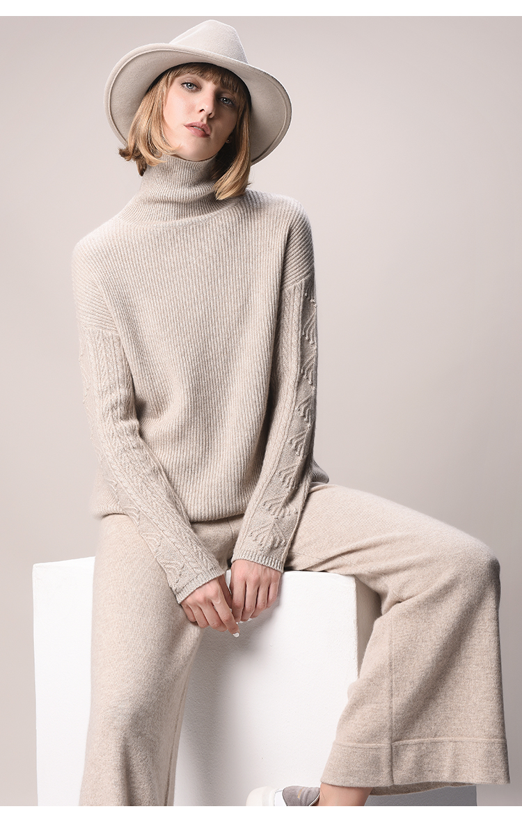 珍贝纯羊绒2017冬季新品樽领加厚保暖羊绒衫打底衫针织衫tm5670 涵雅