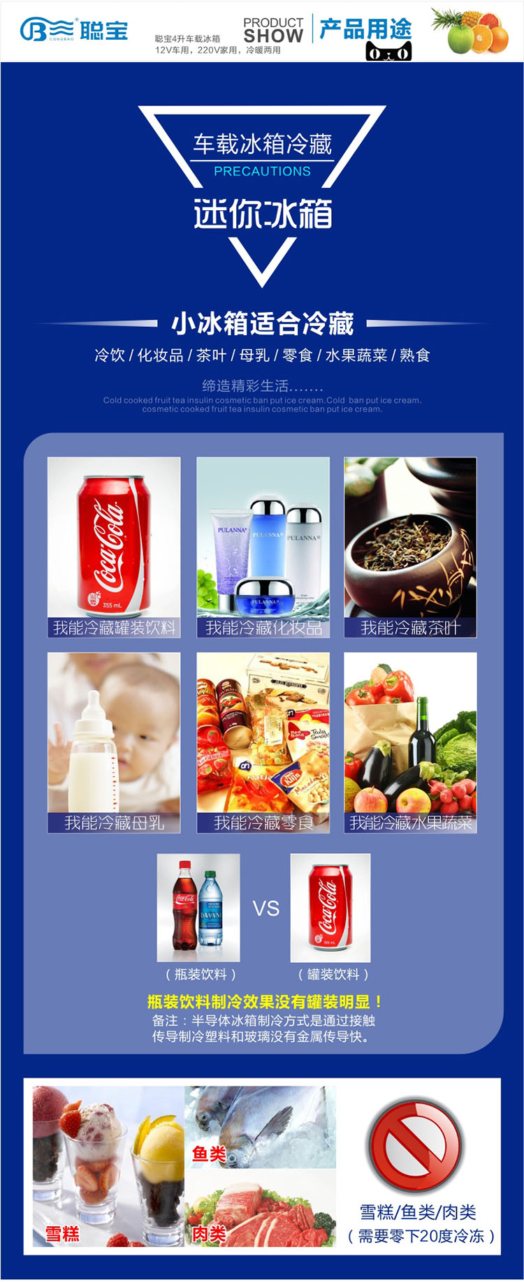 聪宝D028 4L家用双用车载冰箱保温箱户外 迷你冷暖箱（可加热可制冷)