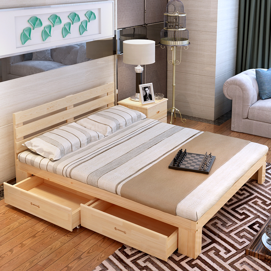 斯坦德 卧室家具 实木床 单人床 双人床 大小床 儿童床1.5米1.