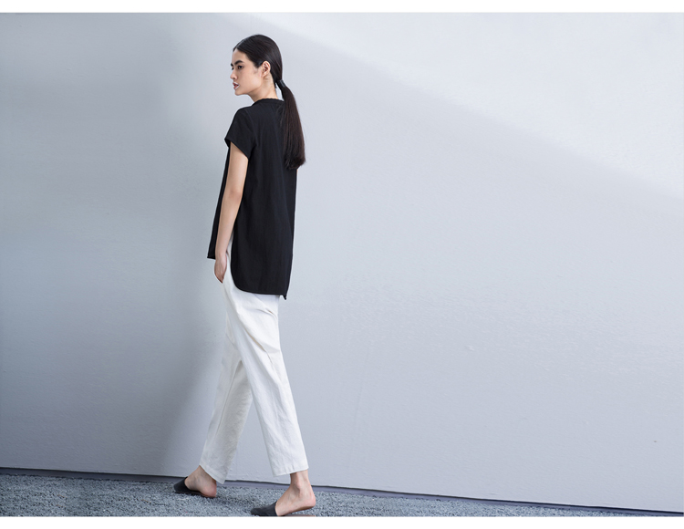AMIIREDEFINE2015秋新品立领绣花前短后长纯棉大码衬衫女61570860 砖红 XL
