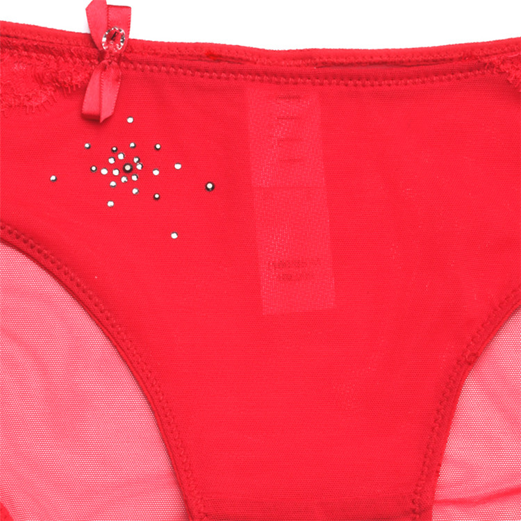 【elle内裤】elle蕾丝低腰提臀女士三角内裤1bl299 苹果红400008 m