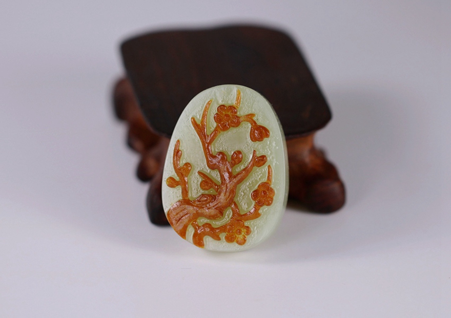 和田玉挂件梅花 26克 【云中龙珠宝玉石】