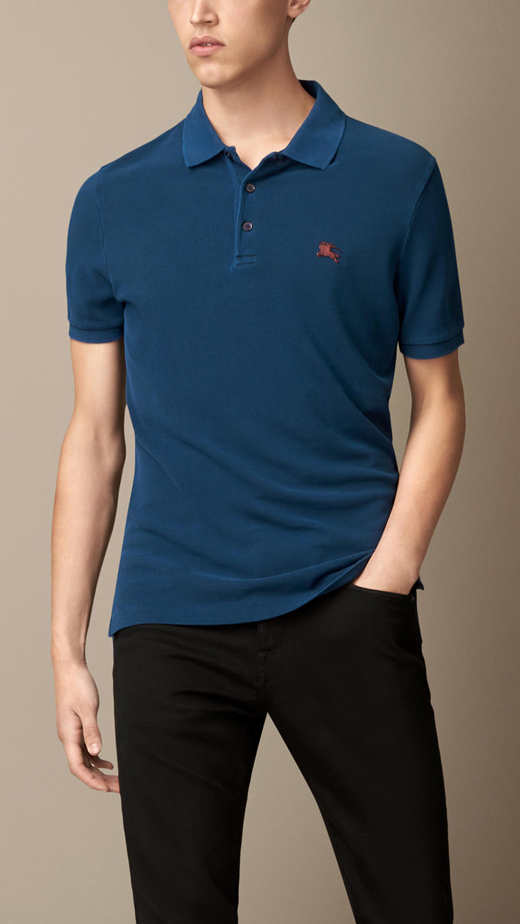 burberry brit/巴宝莉 男士平织纯棉短袖polo衫 翻领t恤 金属logo装饰