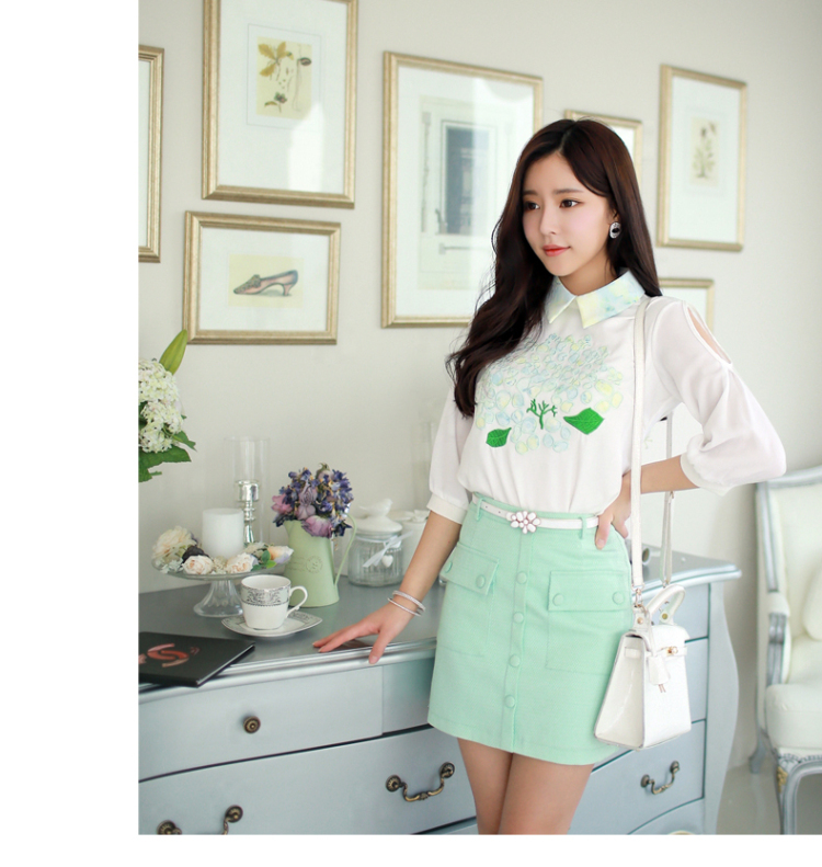 
                                        依丽莎瑞儿初夏2016半身裙新品小香风高腰大码包臀显瘦修身一步短裙女夏气质A字裙 绿色 绿包Q L                