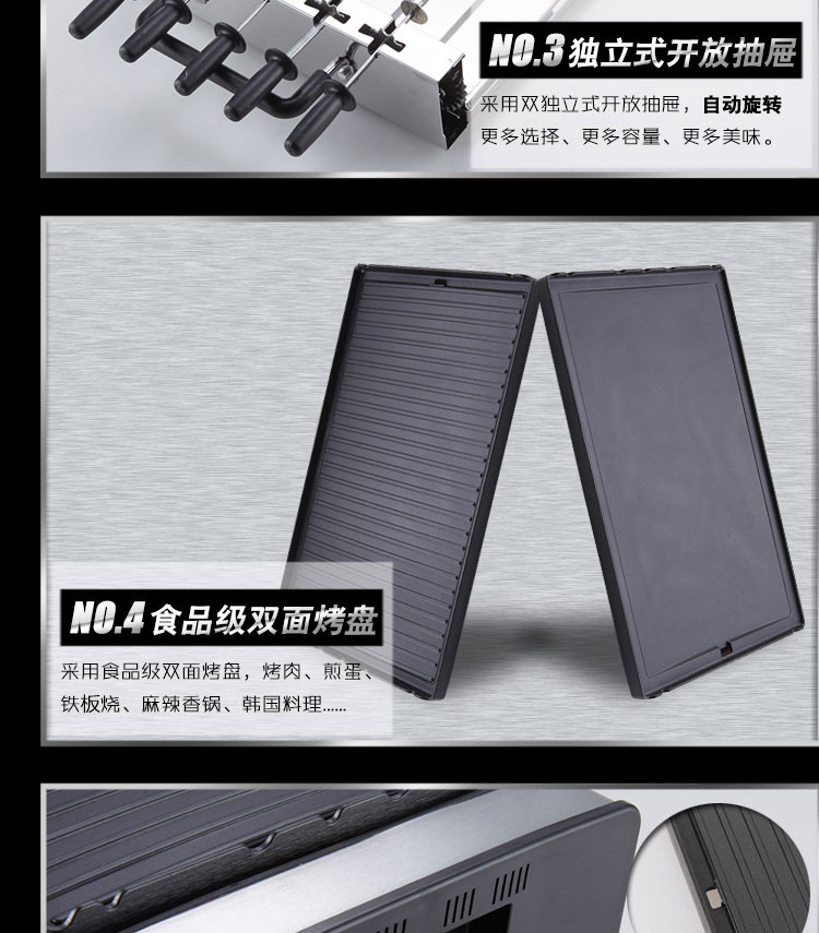 
                                        爱尚品 韩式家用无烟 电烤炉商用 电烧烤炉 烤肉锅 电烤盘烤肉串机 双面烤盘自动款                