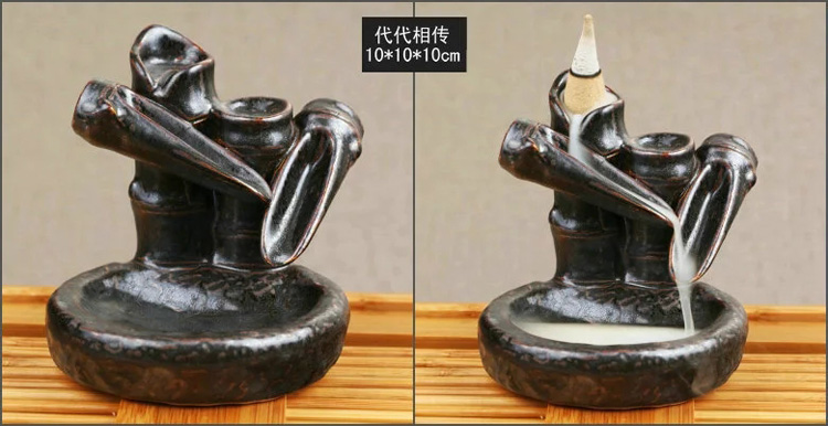 芳夕 烟倒流香炉 锥香沉檀塔香陶瓷香薰焚香炉 香道 高山流水送香 百莲好合 送香10粒