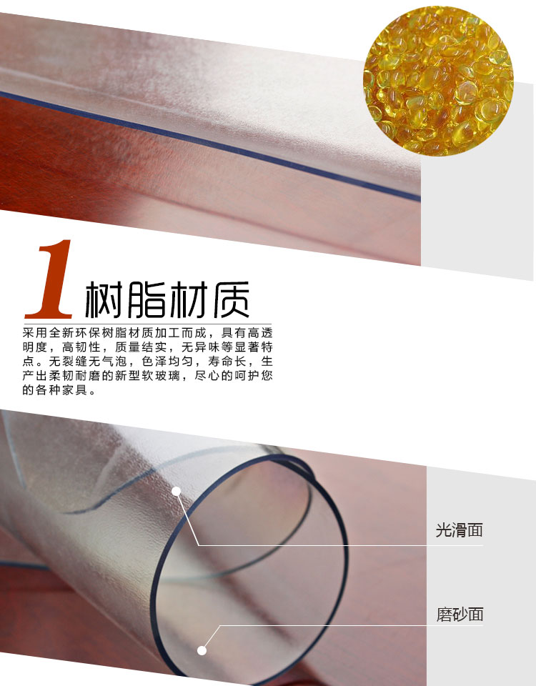 
                                        悦达给力 桌布防水防油餐桌布 软玻璃pvc塑料桌垫 茶几垫透明水晶板 单面磨砂 1.2毫米厚 80*140cm                