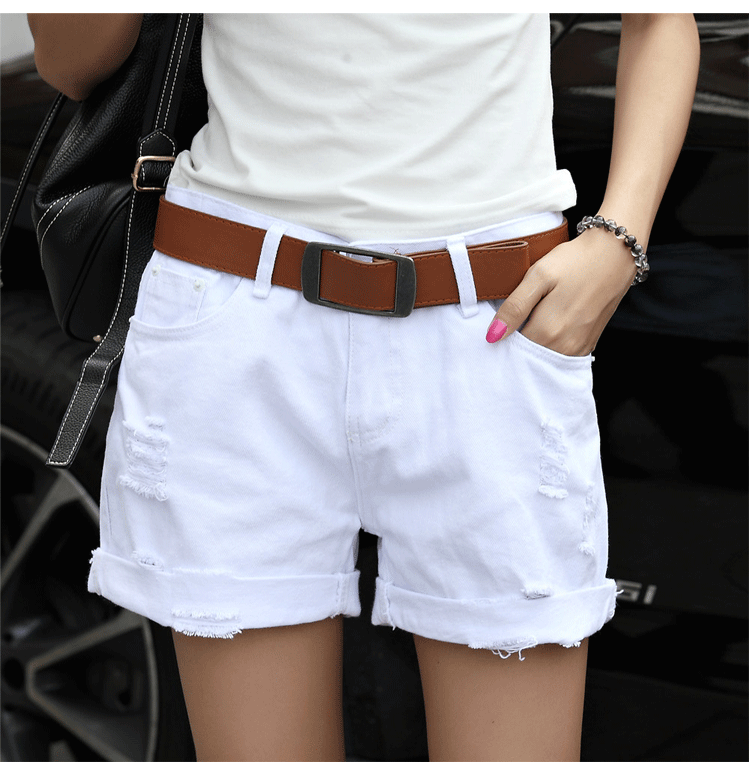 艾尚屋 2015夏装韩版破洞大码粉色牛仔短裤女宽松显瘦卷边牛仔热裤a