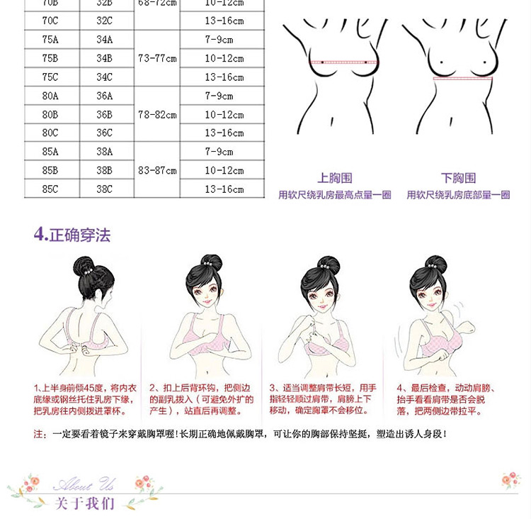 纤慕大码薄款收副乳无钢圈聚拢调整型文胸纯棉流行蕾丝刺绣内衣套装 万紫千红 75B