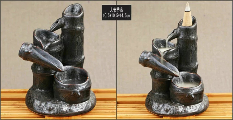 芳夕 烟倒流香炉 锥香沉檀塔香陶瓷香薰焚香炉 香道 高山流水送香 百莲好合 送香10粒