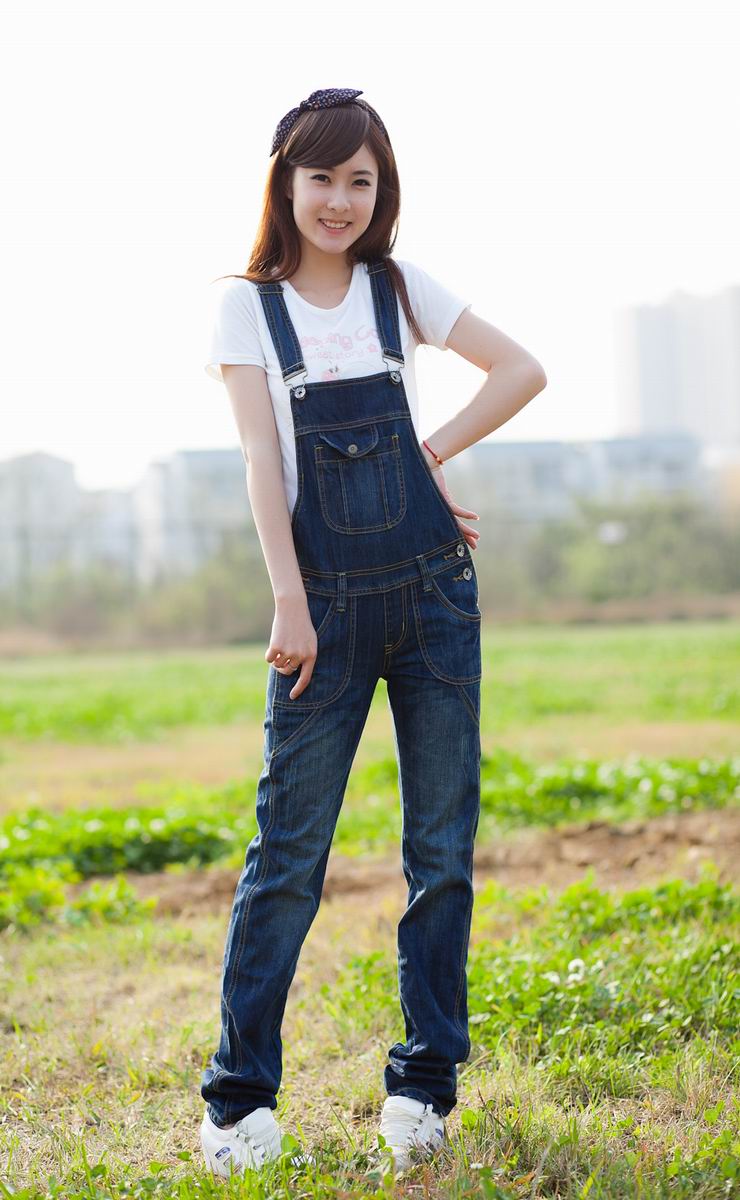 摩登蝶兒 牛仔背带裤女2015秋韩版潮新款宽松大码女装休闲背带长裤连体裤连衣裤潮 图片色 M