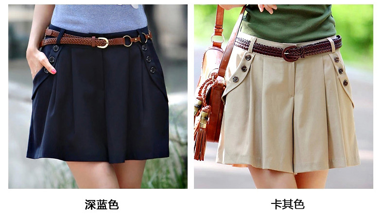 
                                        哎尚依橱 夏季新款百搭时尚裤裙 女半身裙 休闲夏装短裙百褶裙 热裤裙 深蓝色 XXL                