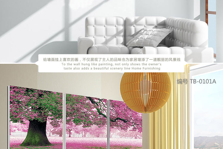 
                                        现代简约客厅装饰画沙发背景墙贴画瀑布壁画三联画无框画挂画 DS-1584 50*50                