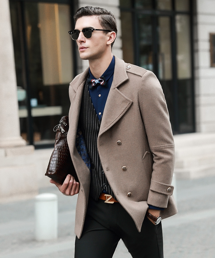 淳正(honupr)2015春秋装上新 男士风衣商务休闲外套双排扣中长款外衣